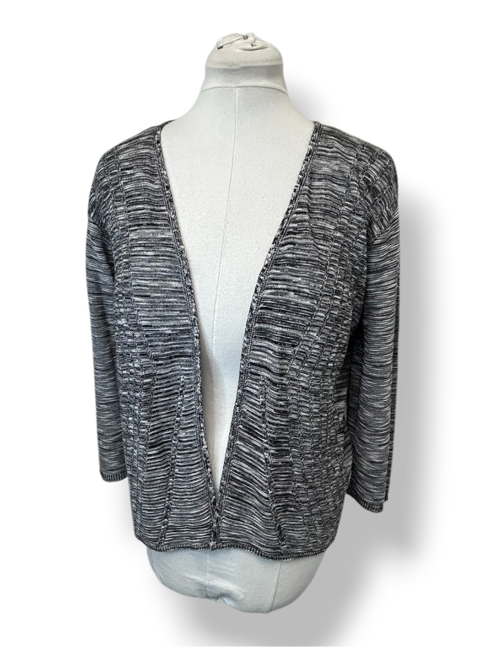 212 New York Women's Open-Front Knit Cardigan Blazer Marled Gray PL